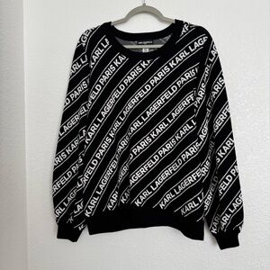 Karl Lagerfeld Paris Black & White Diagonal Logo Sweater